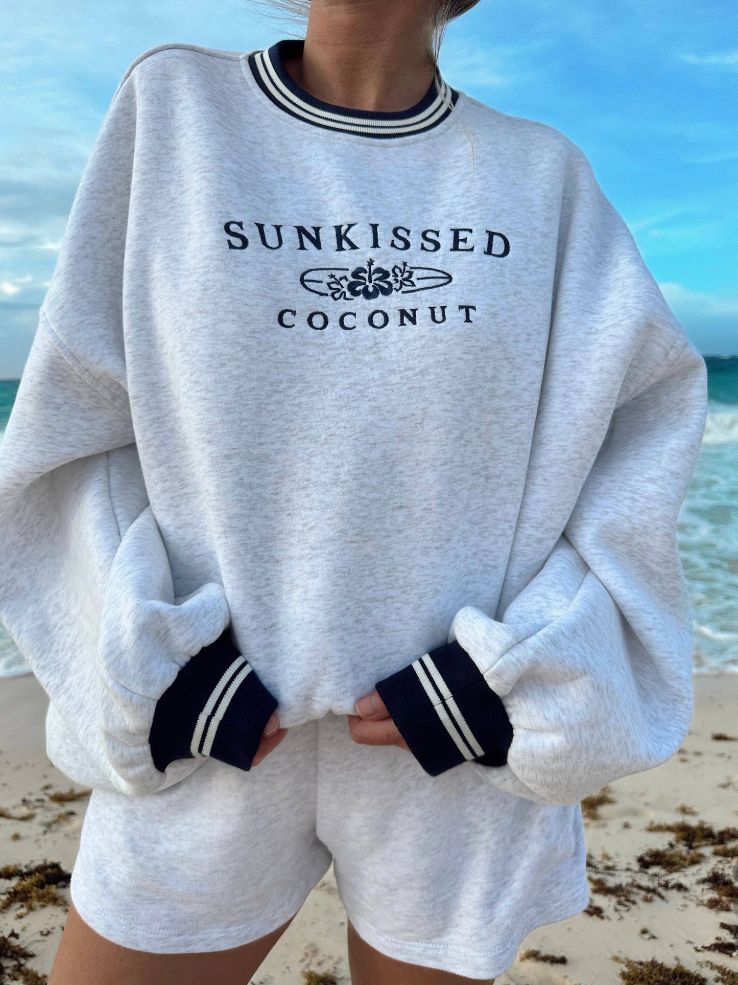 Sunkissed Coconut Preppy Crew Sweatshirt