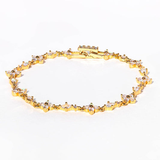 Midnight Sparkle Endless Bracelet — 18K Gold Plated CZ Floral Chain