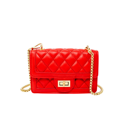 Classic Quilted Large Flap Handbag - Red
