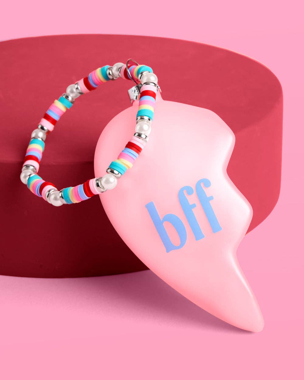 BFF Split Heart Ornament – 2 Piece Pink Best Friend Holiday Ornament