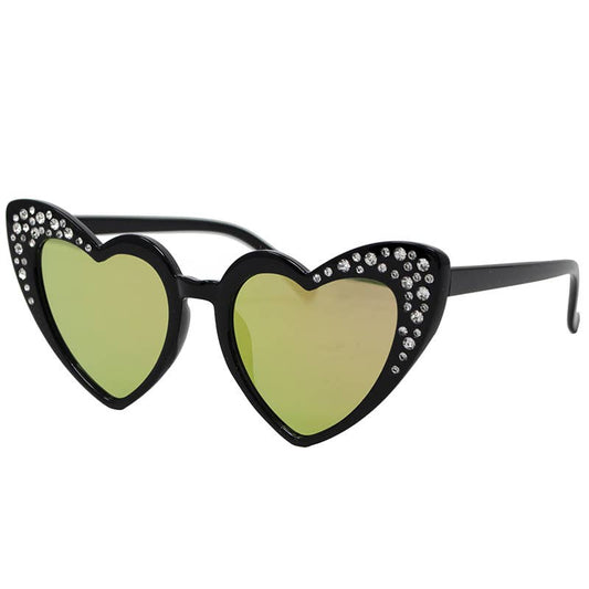 Crystal Heart Sunglasses: Black
