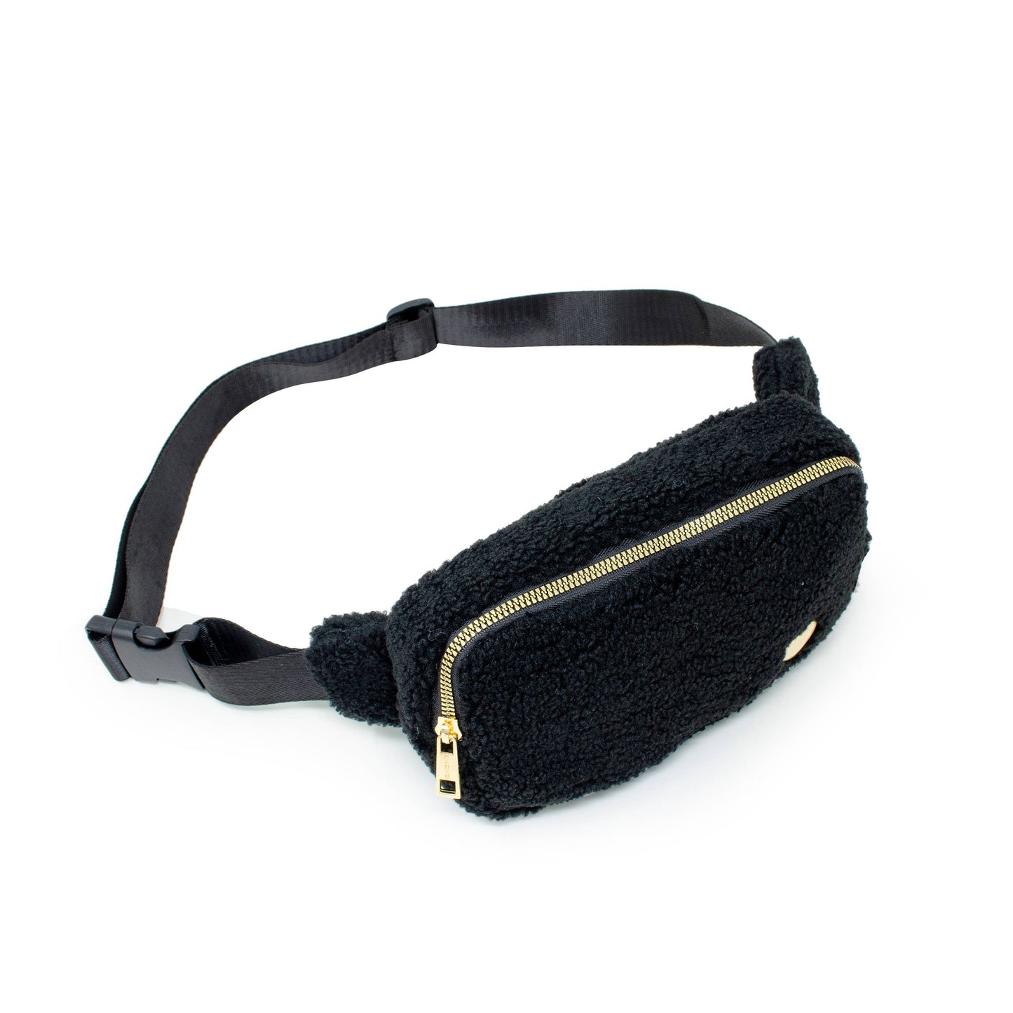 Fuzzy Belt Bag w/ Heart for Kids | Black