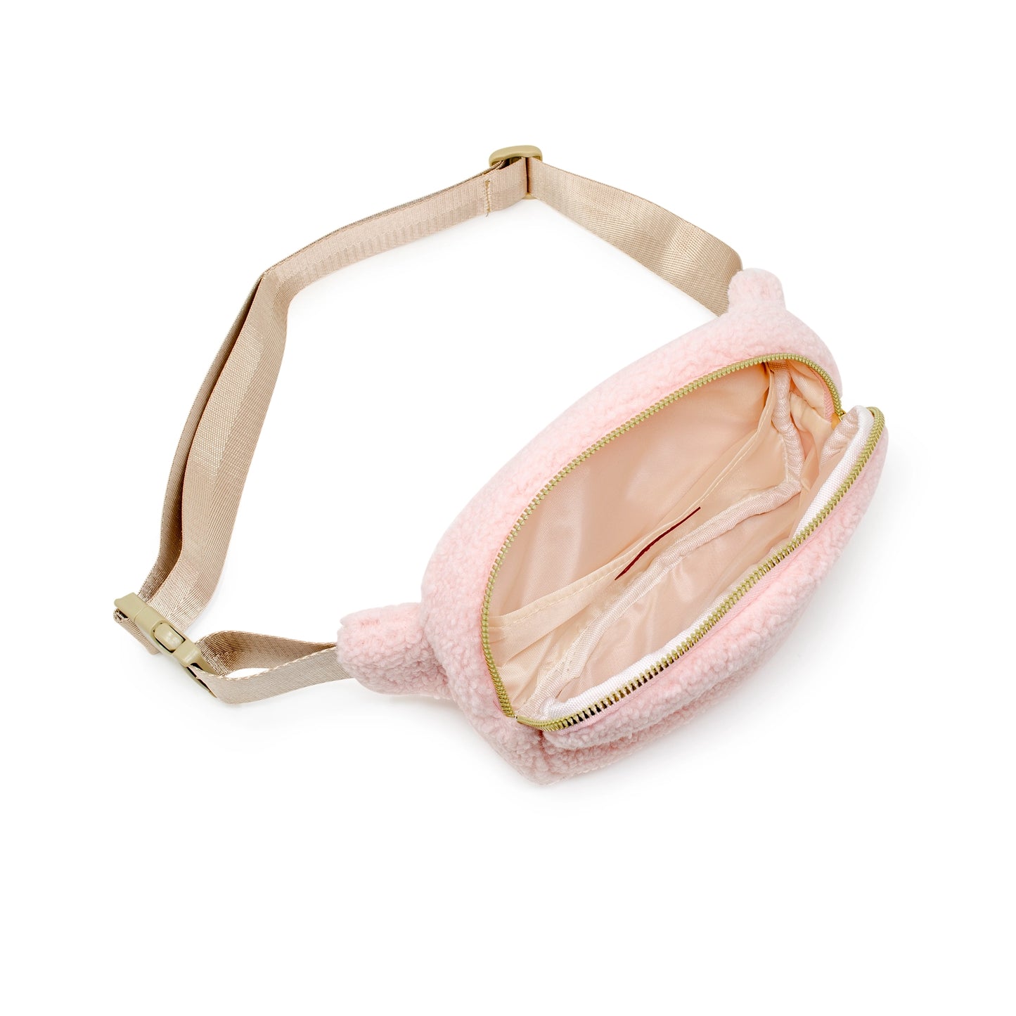 Fuzzy Belt Bag w/ Heart | Pink