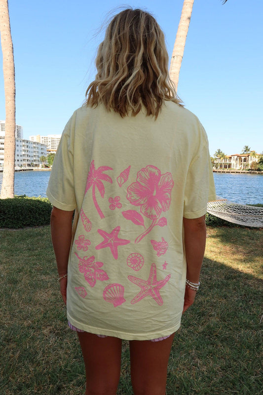 Sunkissed Coconut Banana Pink Tropical Comfort Tee