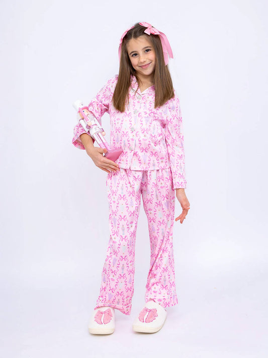 Preppy Goose | Girls Nutcracker Satin Pajama Set