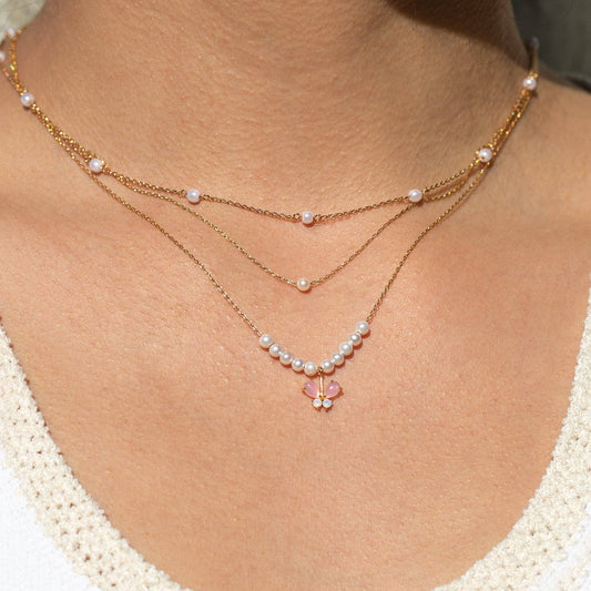 Pearl Essence Necklace — 18K Gold Plated with Glass Pearl