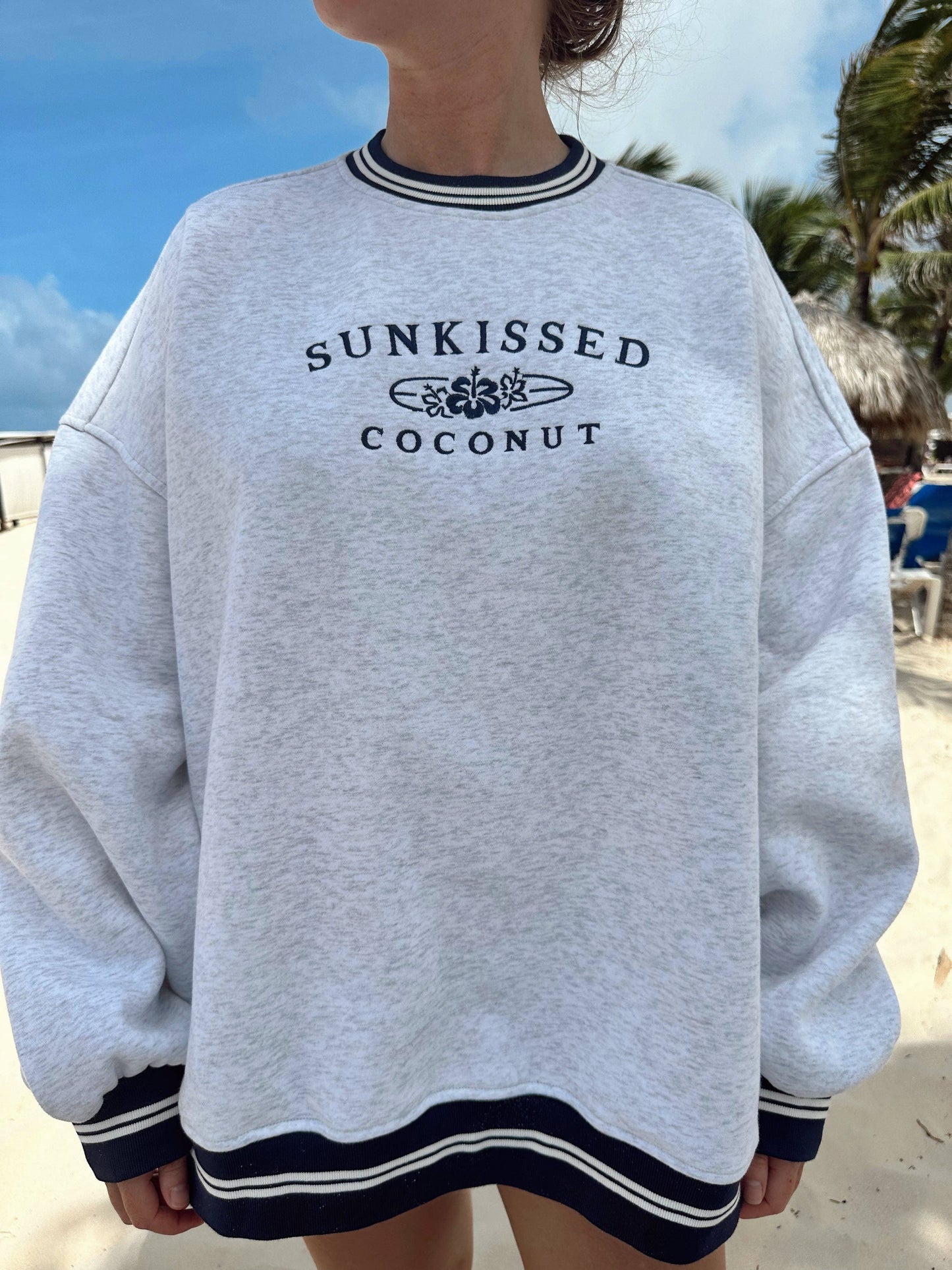 Sunkissed Coconut Preppy Crew Sweatshirt