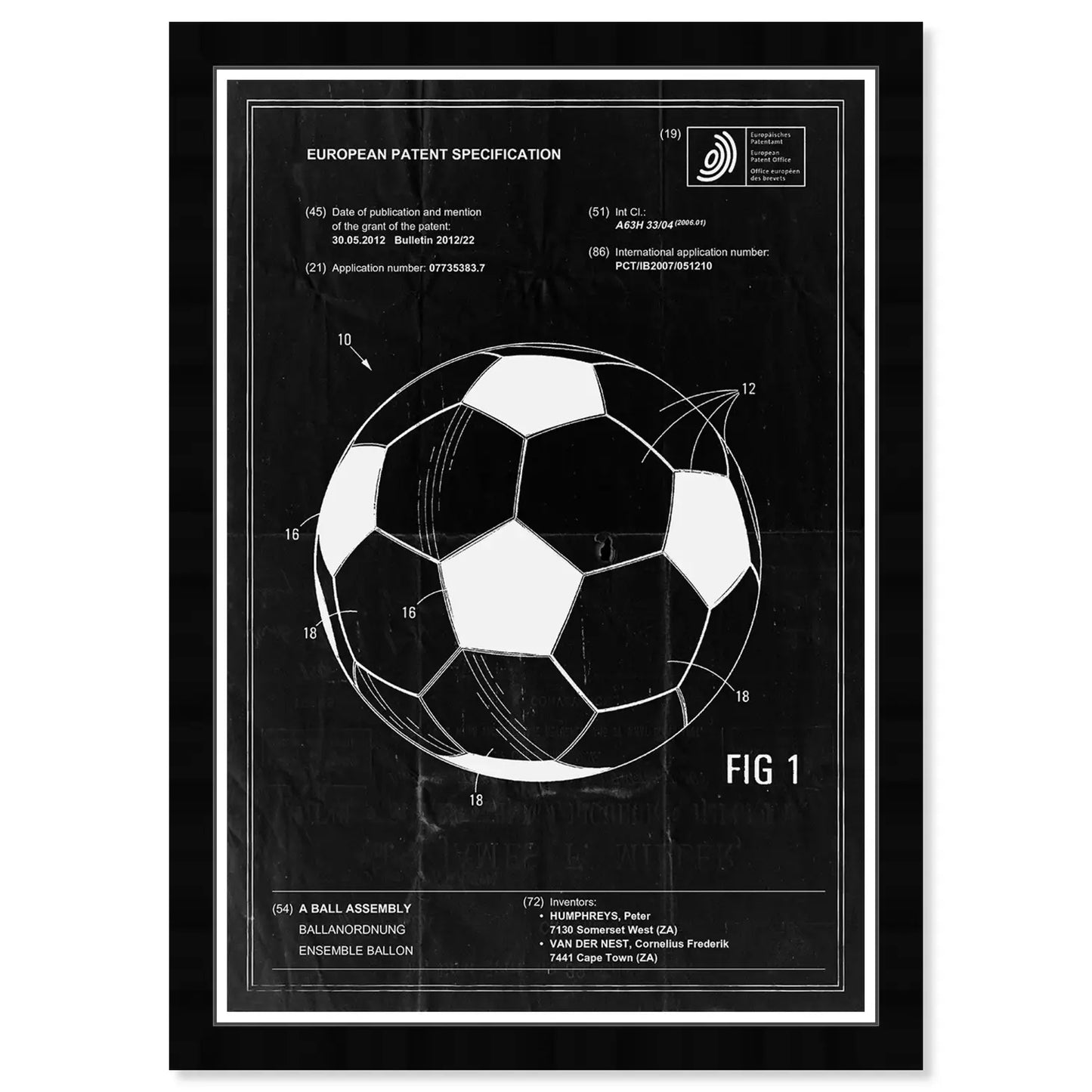 13" X 19" Soccer Ball 2012 Framed Art