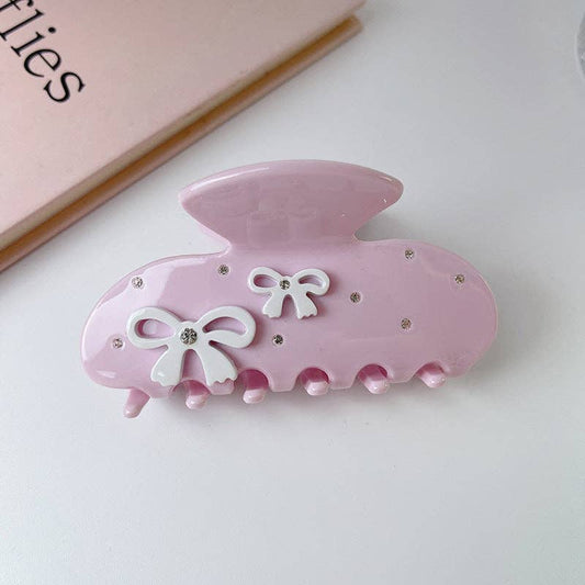 Bow About It Rhinestone Hair Clip – Pink