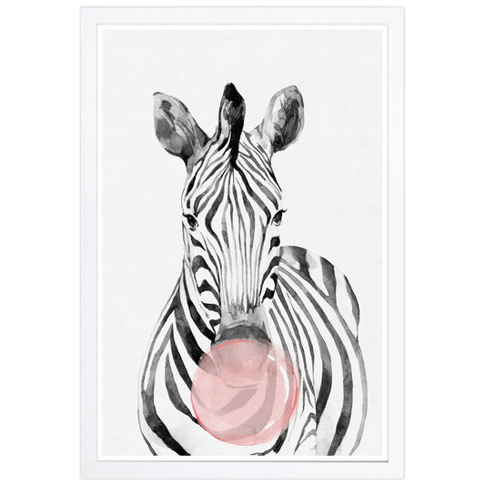 13" X 19" Zebra Bubblegum Framed Art