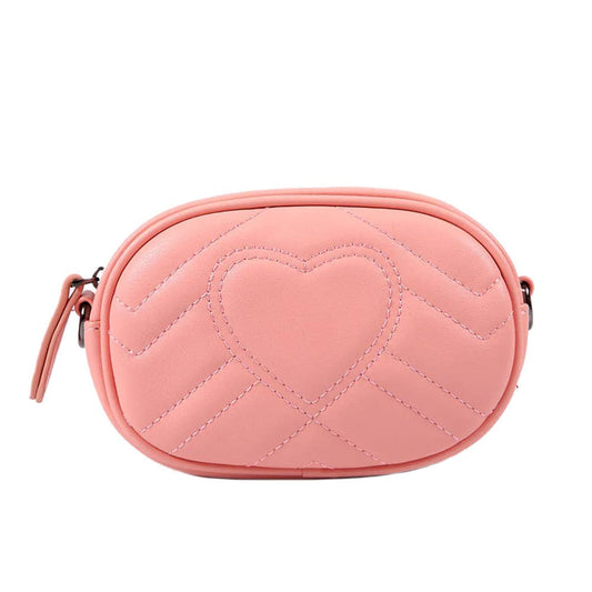 Leather Wave Heart Belt Bag | Pink