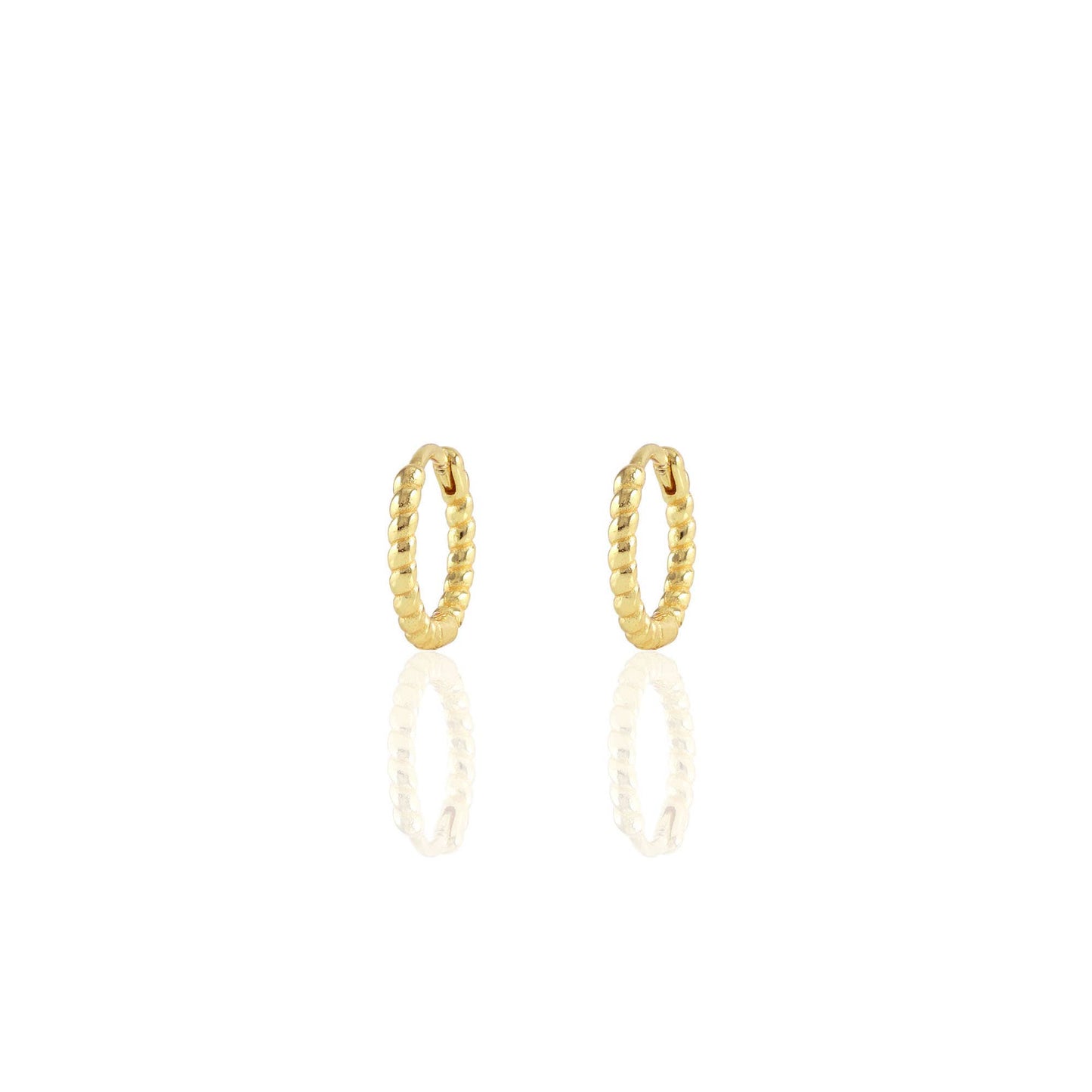 Twisted Hinged Huggie Hoop Earrings: 18K Gold Vermeil