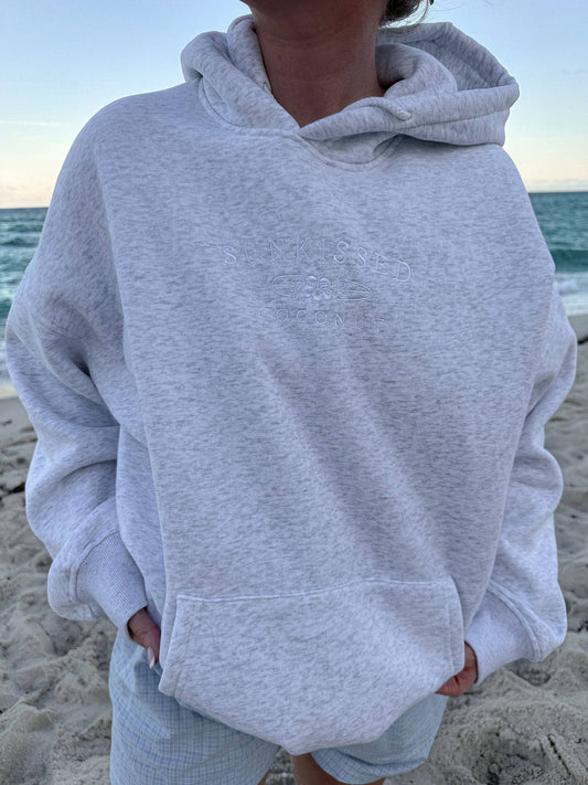 Sunkissed Coconut Logo Embroidered Hoodie | Pearl Grey