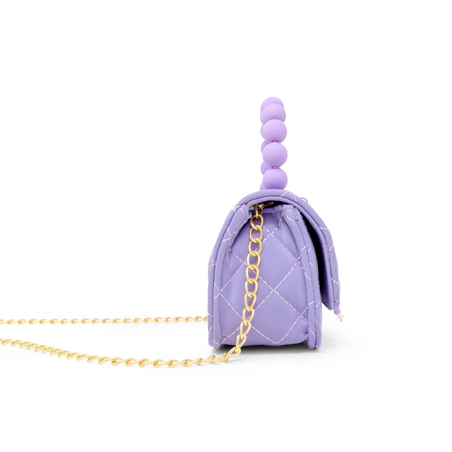 Pearl Handle Message Charm Handbag |  Purple