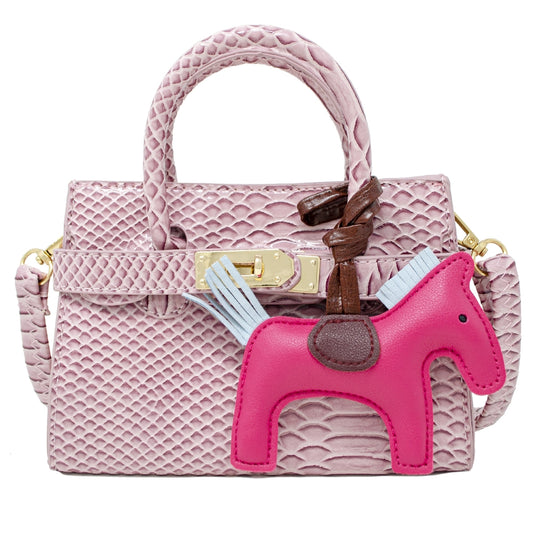 Faux Crocodile Pony Handbag | Light Pink