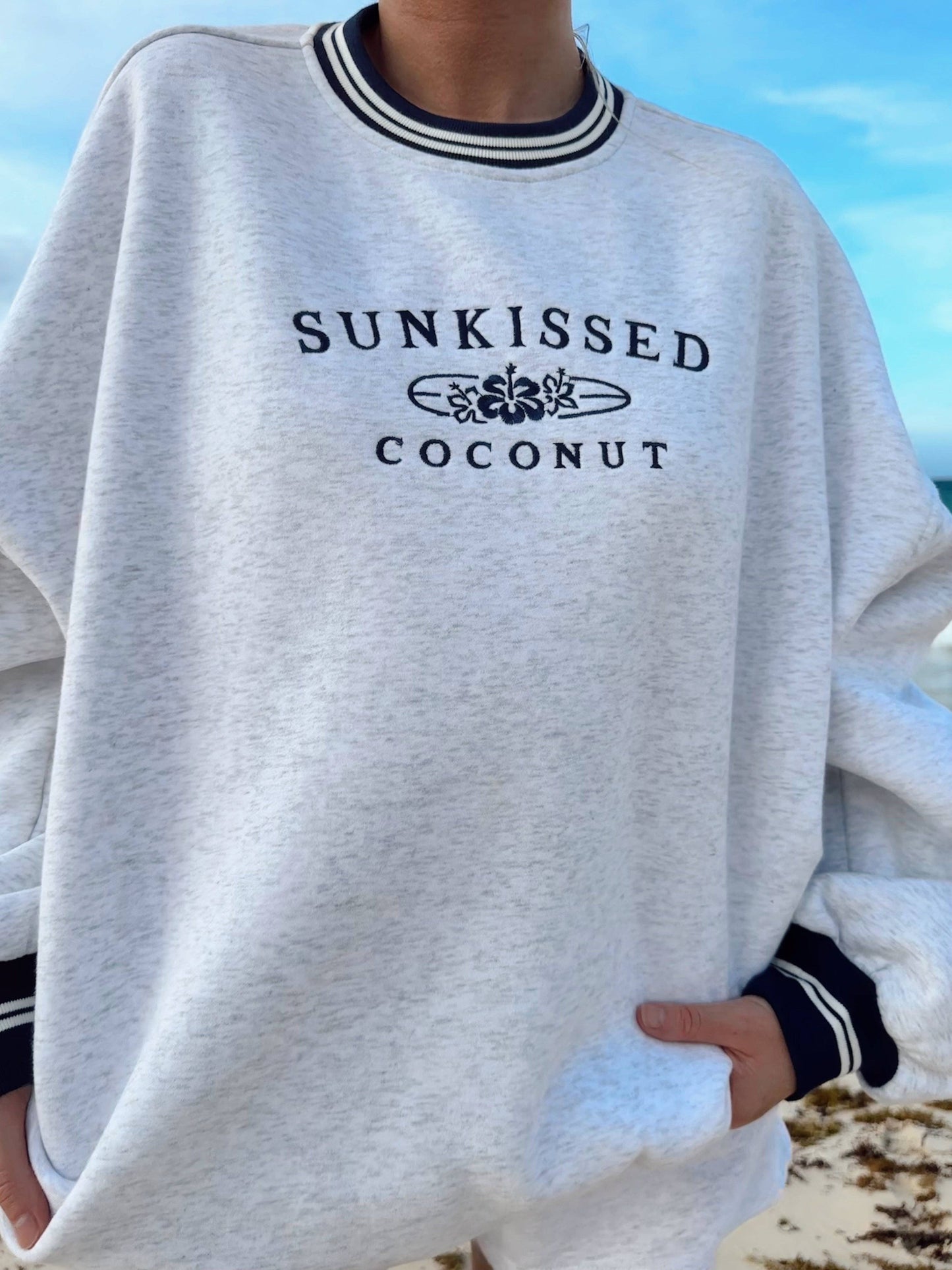 Sunkissed Coconut Preppy Crew Sweatshirt