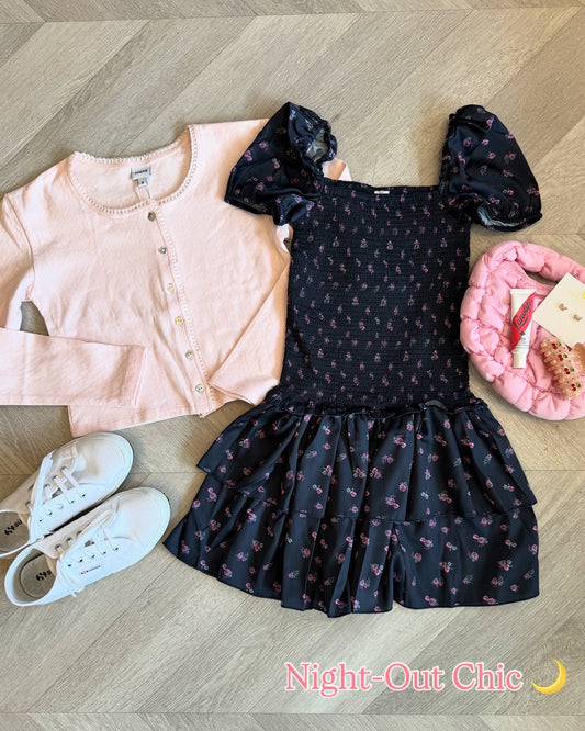 Theme NYC Shana Quilted Heart Pointelle Cardigan | Ballet Pink