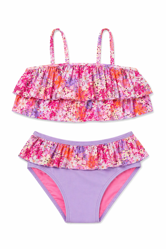 Limeapple Nalini Girls Ruffle Bikini Set Floral Printed Swimsuit