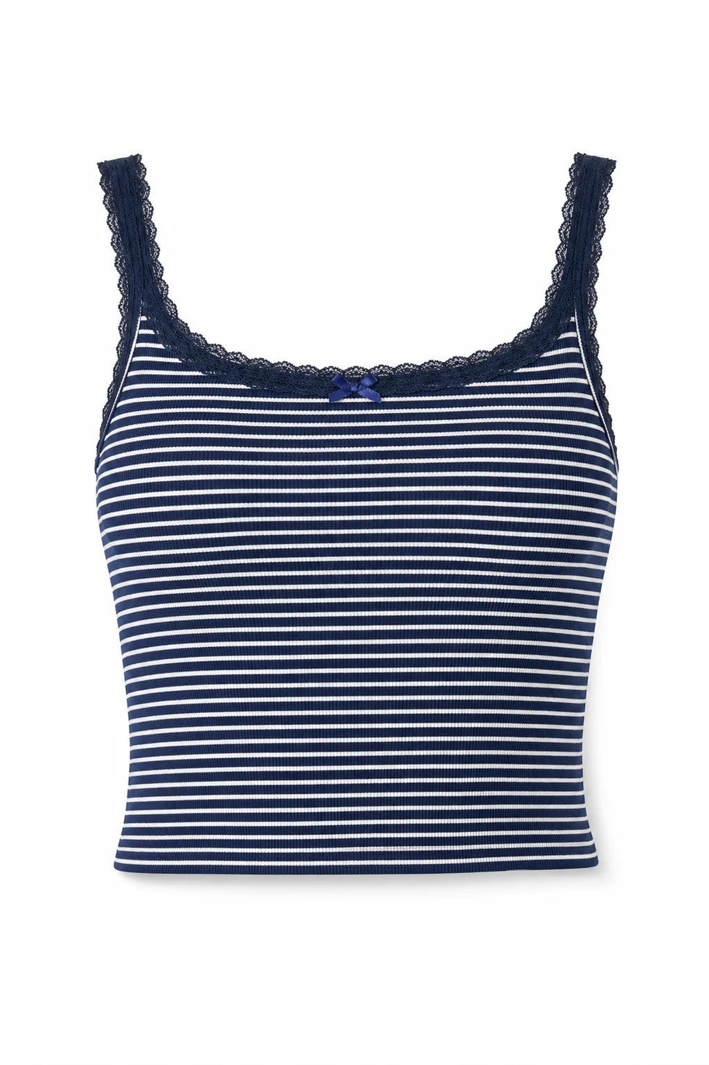 THEME NYC Lizzie Navy & White Stripe Lace Trim Tank