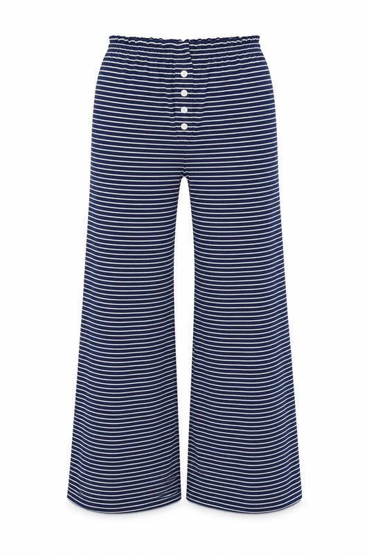 THEME NYC Dylan Navy & White Stripe Wide-Leg Pants