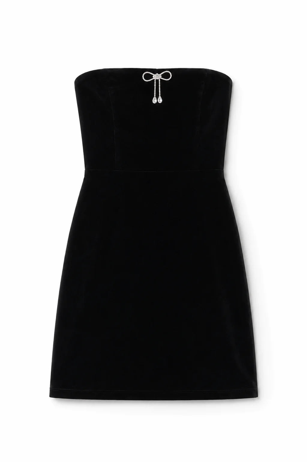 THEME NYC Ella Stretch Velour Bow Dress | Black