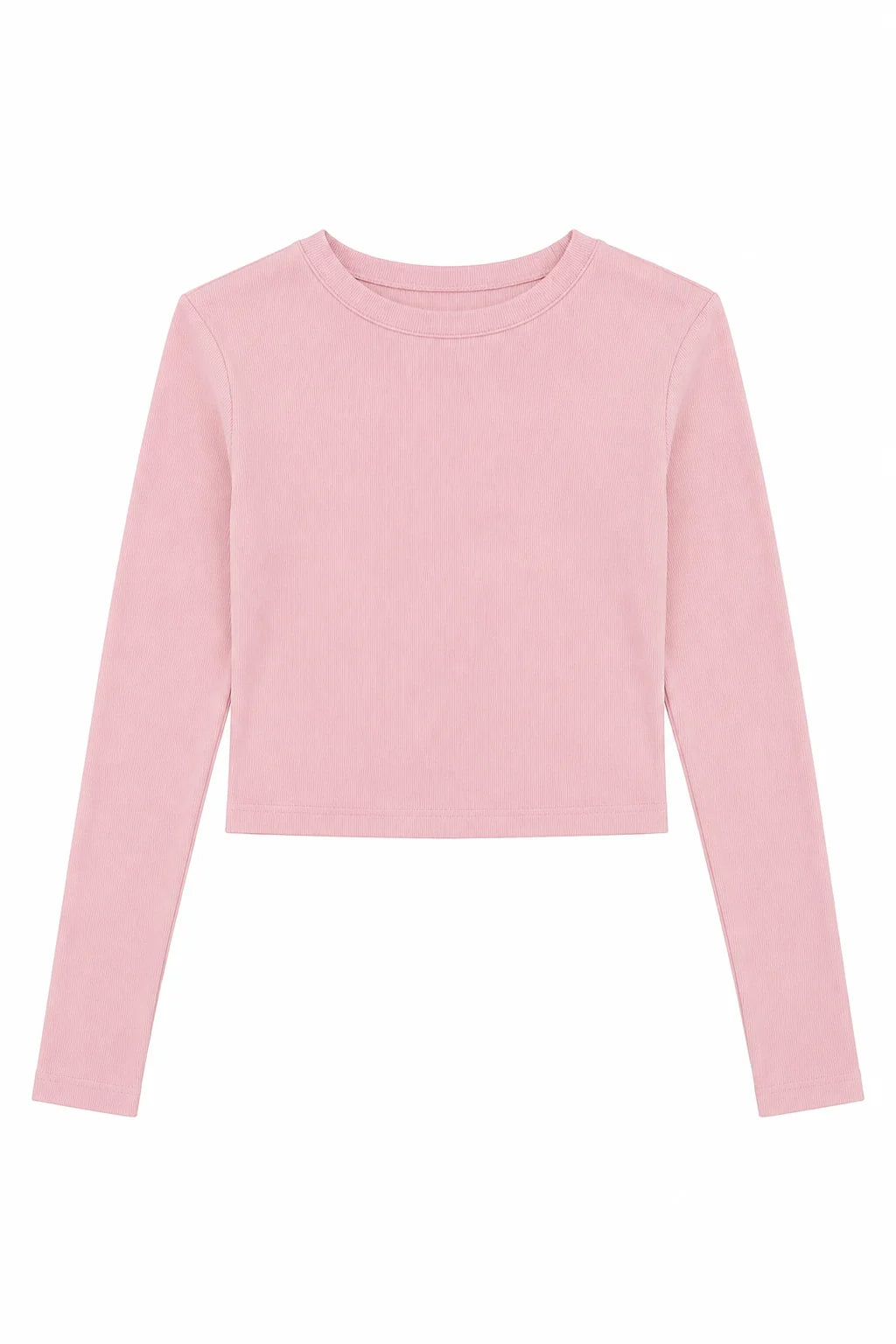 THEME NYC Bea Ribbed Long Sleeve Top - Ballet Pink