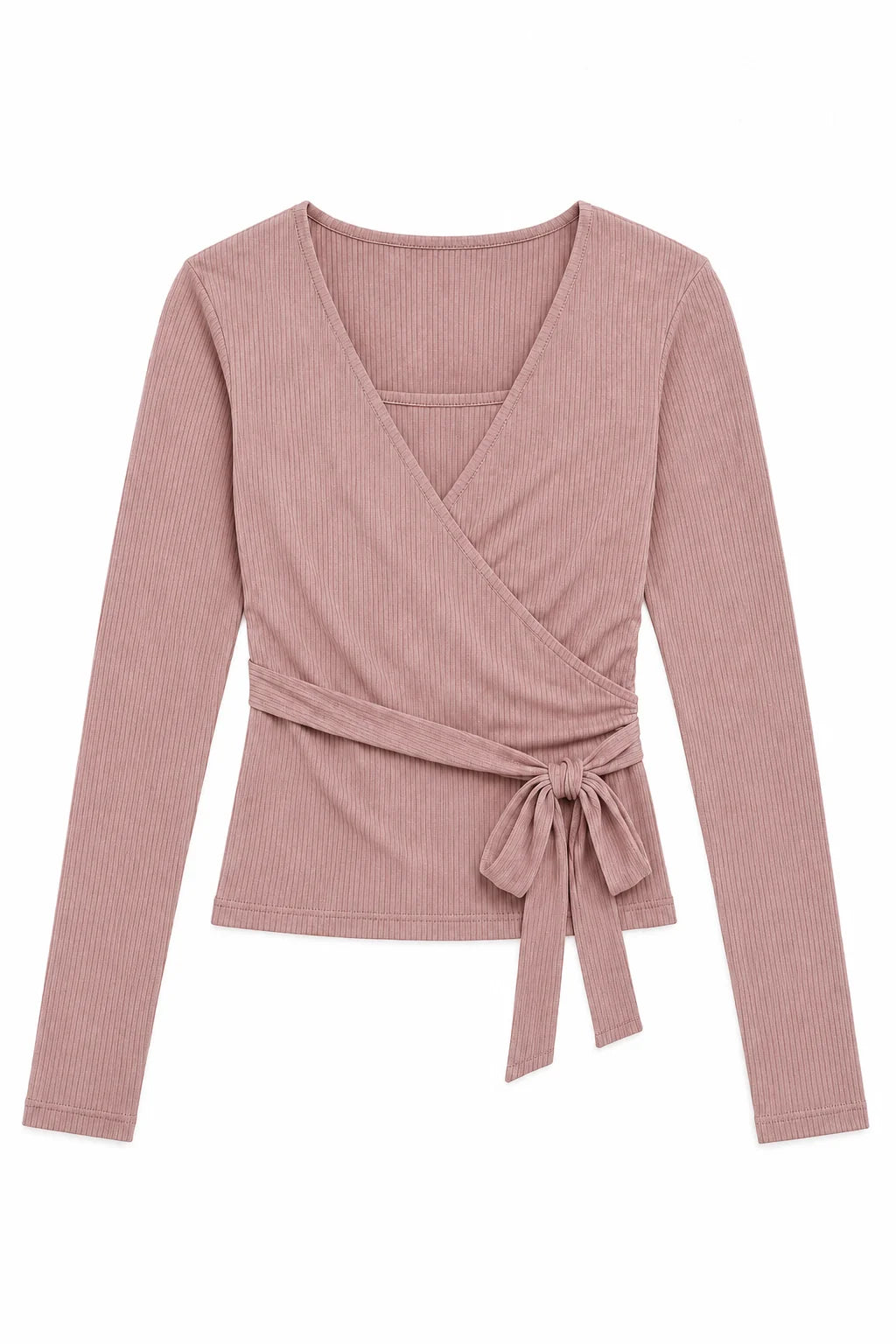THEME NYC Ever Lightweight Rib Wrap Top | Pink