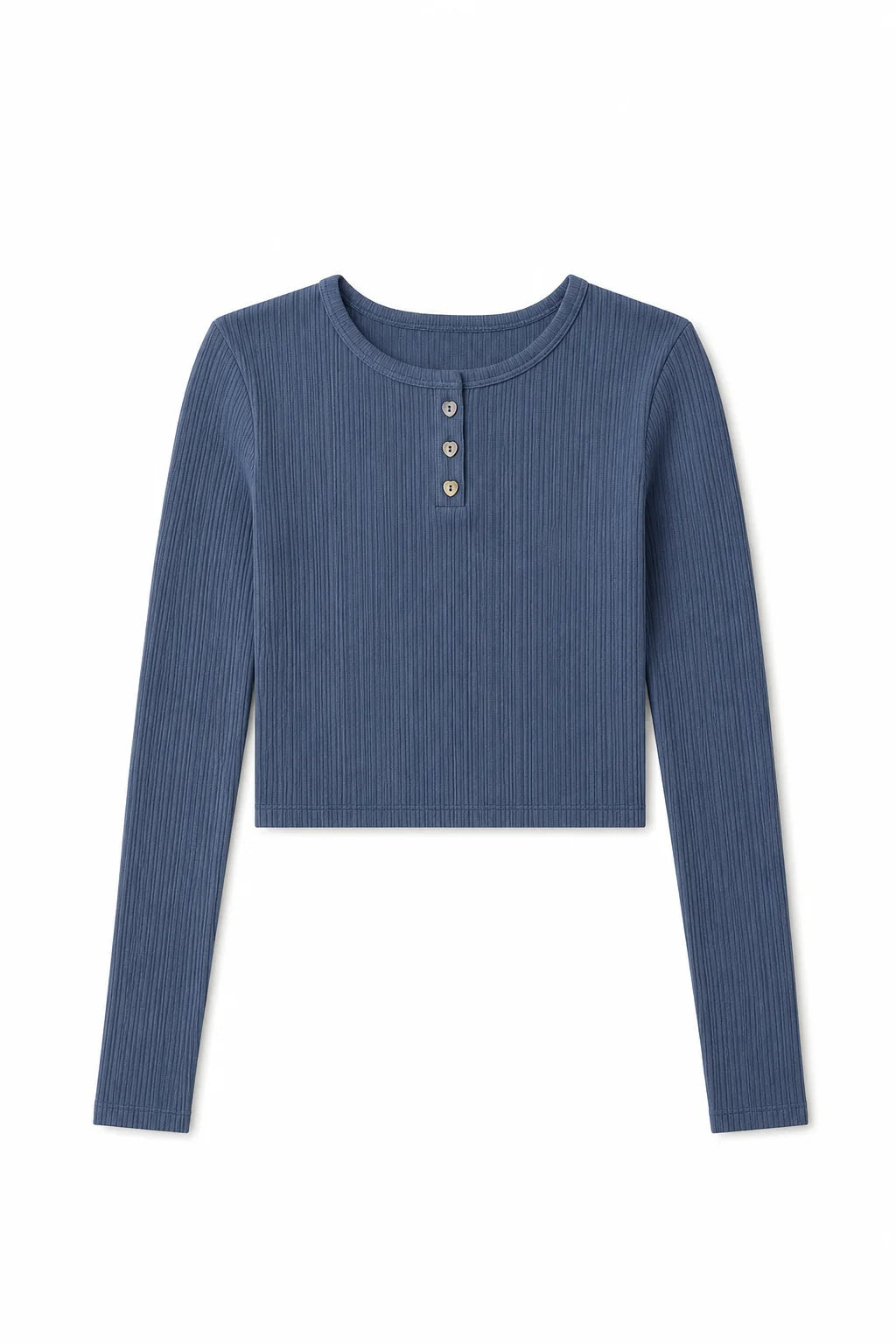 THEME NYC Savi Lightweight Ribbed Henley | Aspen Blue