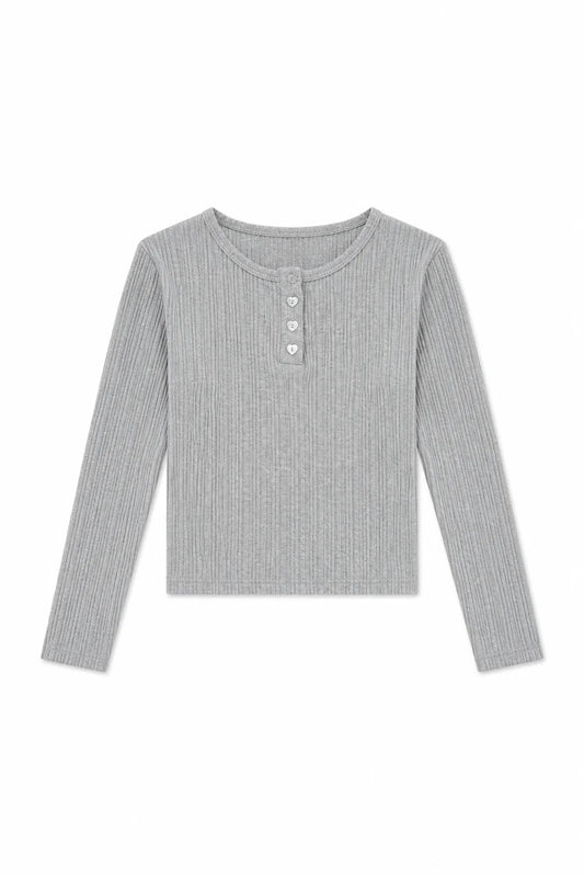 THEME NYC Savi Lightweight Ribbed Henley | Grey