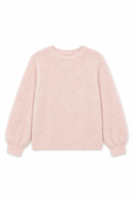 THEME NYC Maya Fluffy Drop Shoulder Sweater – Light Pink