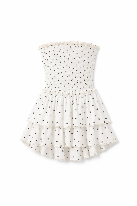 Theme NYC Sage Heart Polka Dot Smocked Ruffle Dress