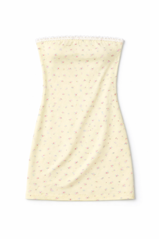 Theme NYC Stevie Pastel Yellow Ditsy Tube Dress