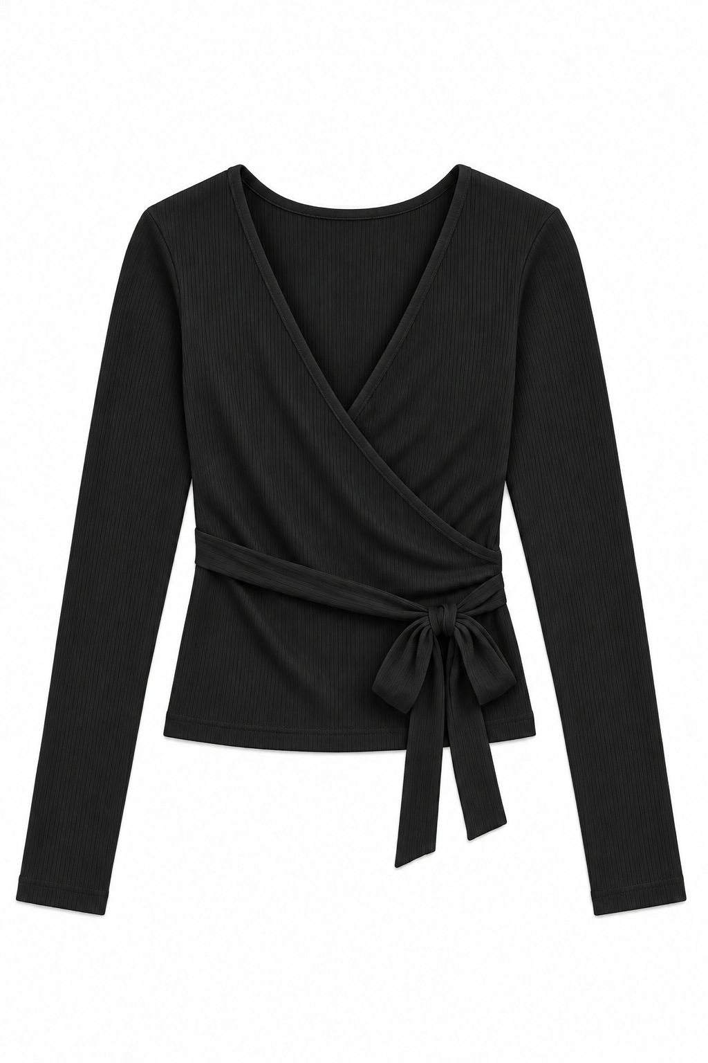 THEME NYC Ever Lightweight Rib Wrap Top | Black