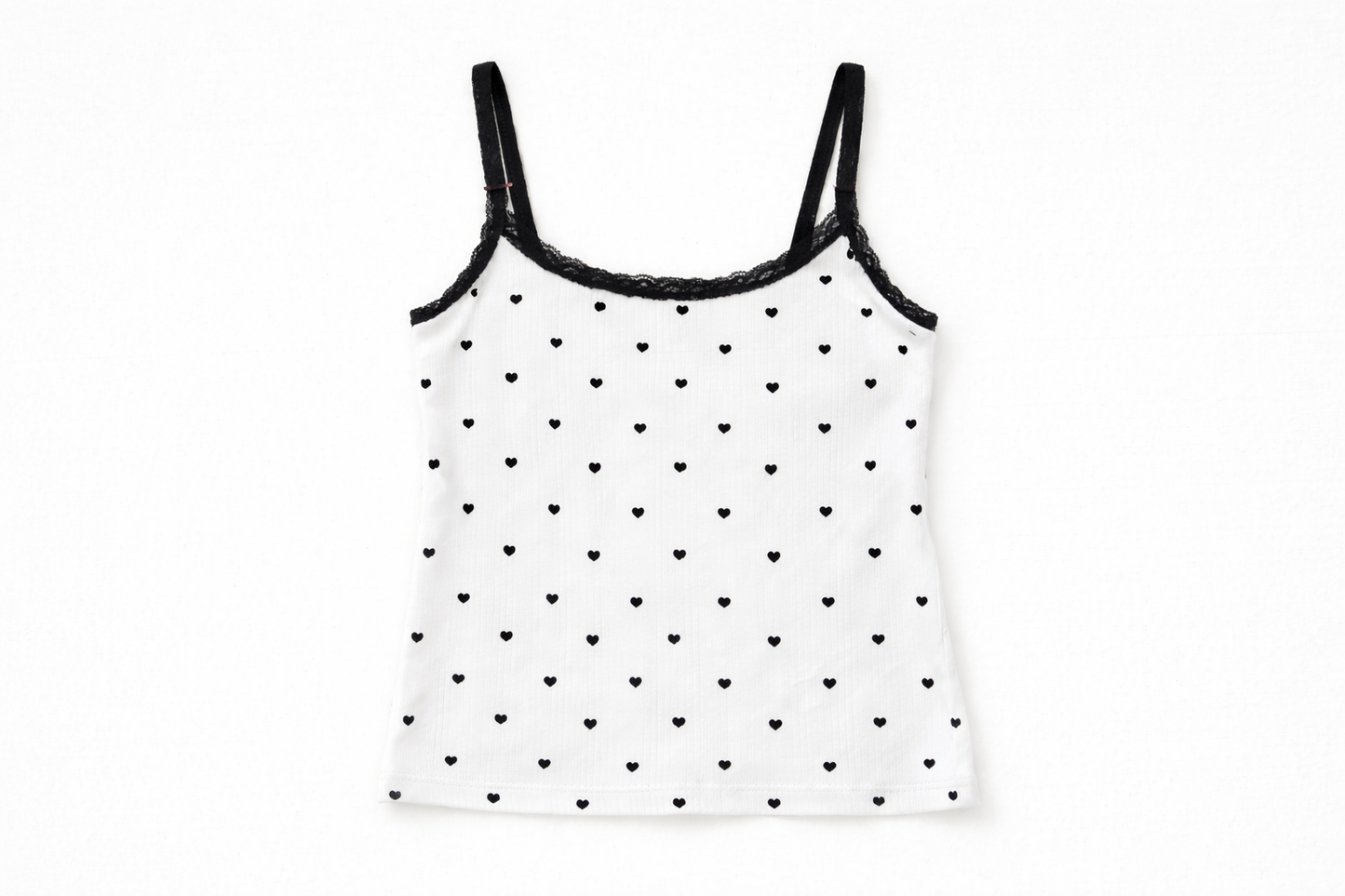 Theme NYC Lizzie Pointelle Tank - White with Black Hearts