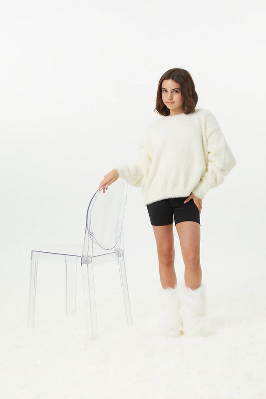 THEME NYC Maya Fluffy Drop Shoulder Sweater – Taupe