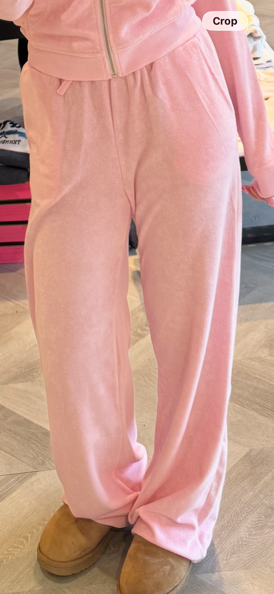 Theme NYC Ash Pink With Cherries Terry Wide Leg Pant