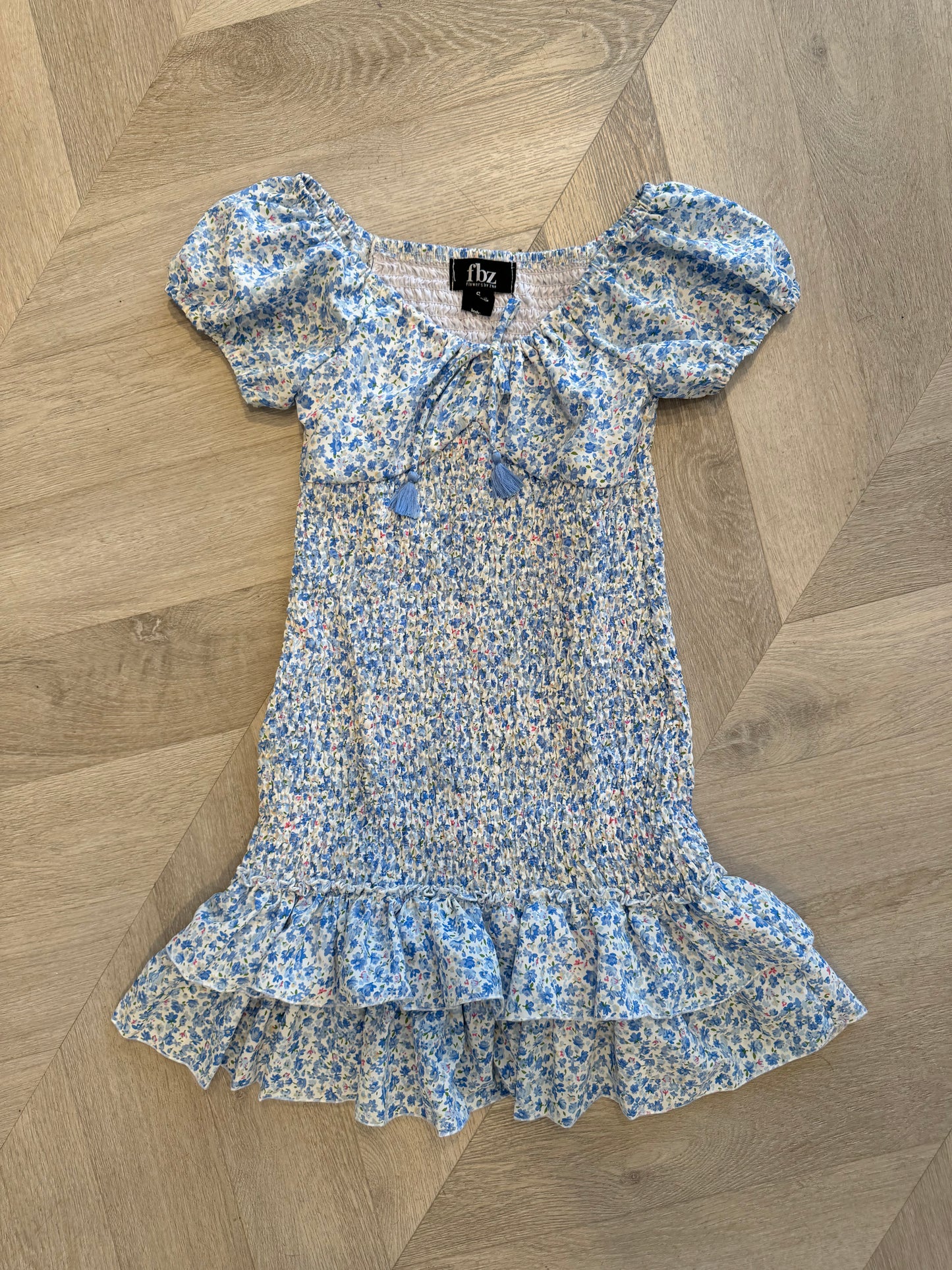 FBZ Flowers by Zoe Floral Puff-Sleeve Smocked Dress