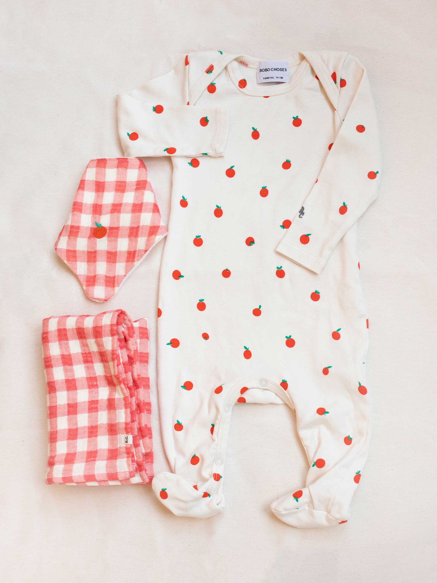 Bobo Choses Tomato and Gingham Three Piece Sleep Set