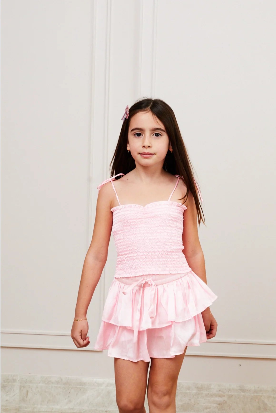 Theme NYC Willow Pastel Pink Satin Skort