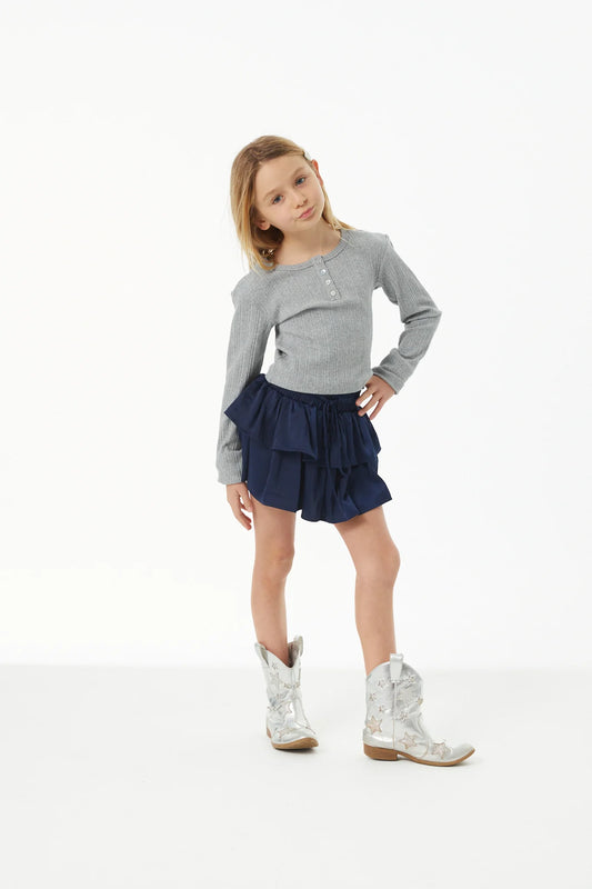 THEME NYC Savi Lightweight Ribbed Henley | Grey