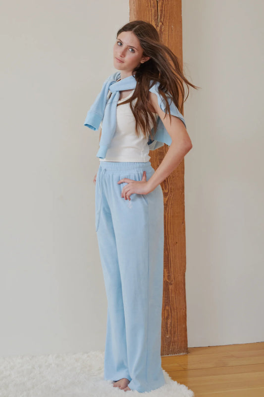 Theme NYC Blue With Anchor Terry Wide Leg Pant