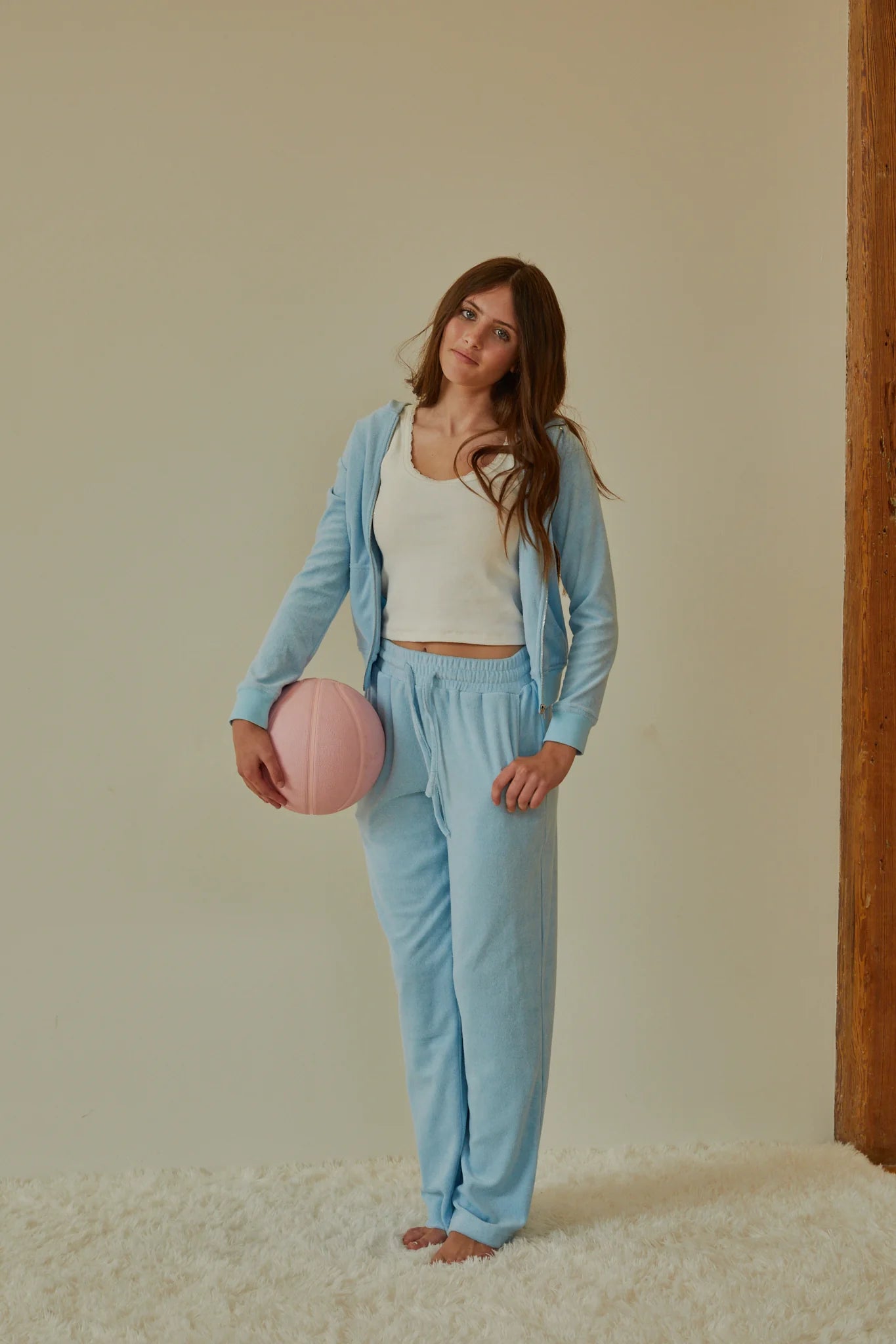 Theme NYC Ash Blue With Anchor Terry Wide Leg Pant