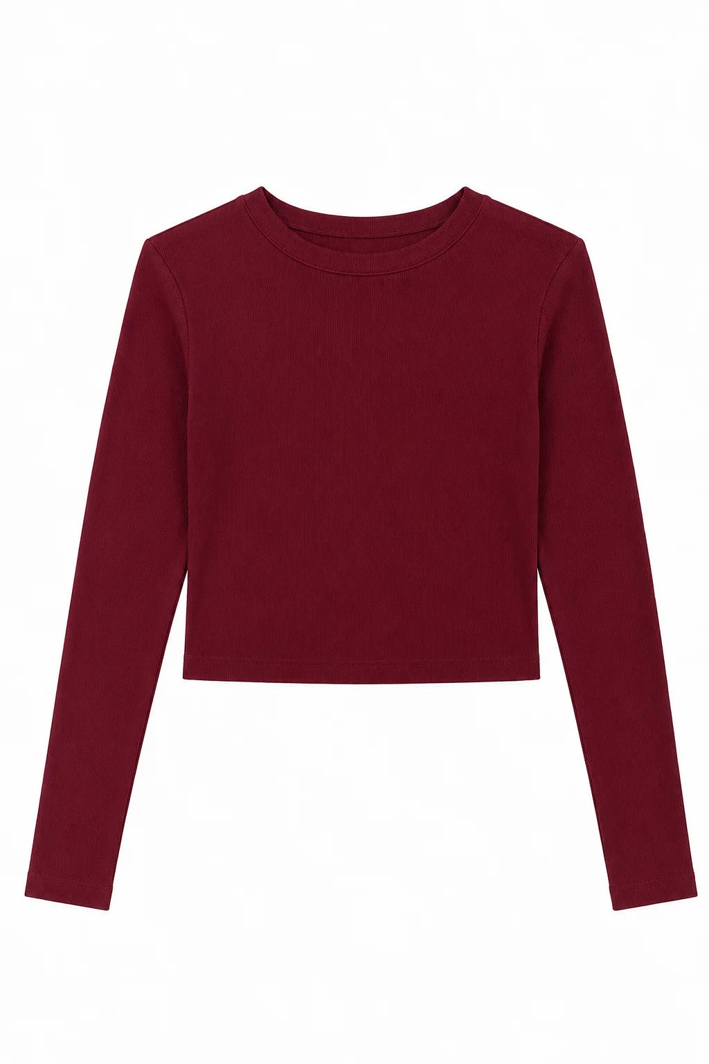 THEME NYC Bea Ribbed Long Sleeve Top - Merlot