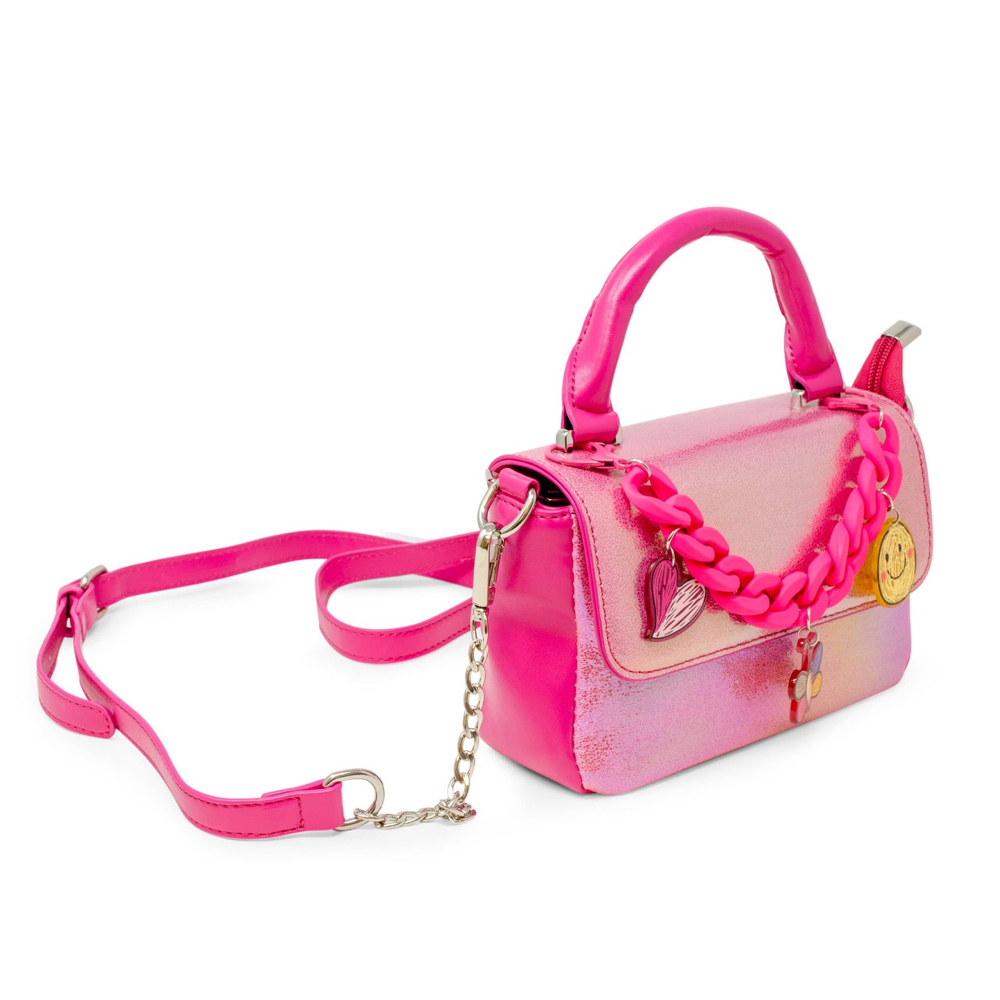 Shiny Baguette Jumbo Chain Bag | Hot Pink