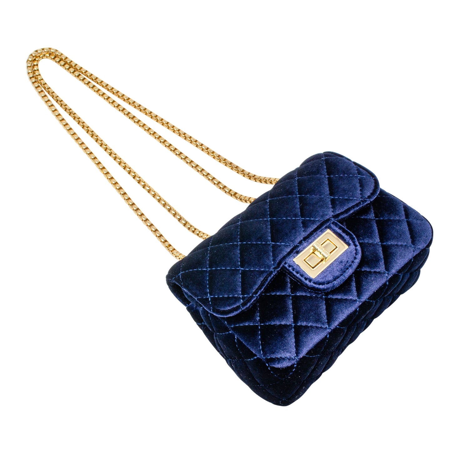 Classic Large Velvet Handbag | Navy