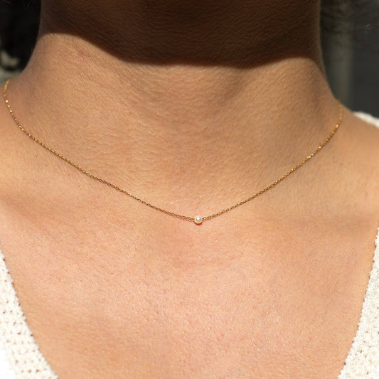 Pearl Essence Necklace — 18K Gold Plated with Glass Pearl