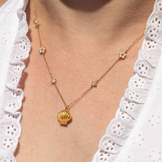 Hidden Pearl Shell Necklace — 18K Gold Plated Seashell with Pearl Surprise