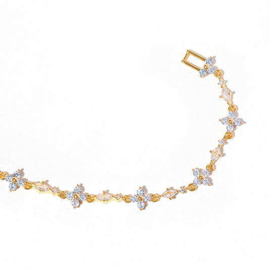 Midnight Sparkle Endless Bracelet — 18K Gold Plated CZ Floral Chain
