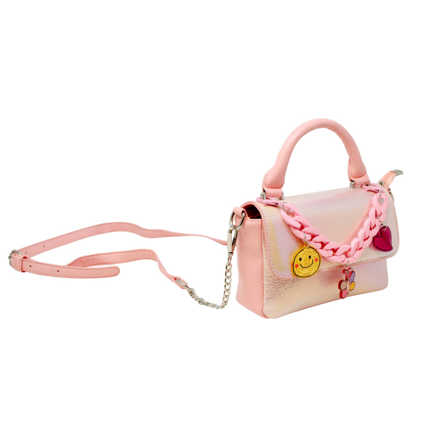 Shiny Baguette Jumbo Chain Bag | Pink