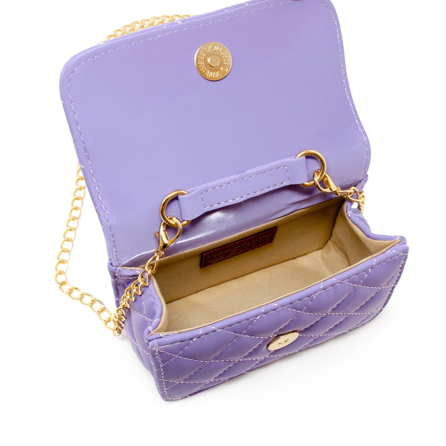 Pearl Handle Message Charm Handbag |  Purple